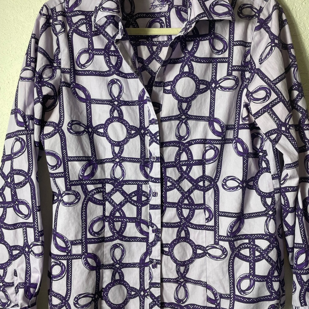 Foxcroft Womens Blouse  Long Sleeve Button Up Fitted Sz 10
